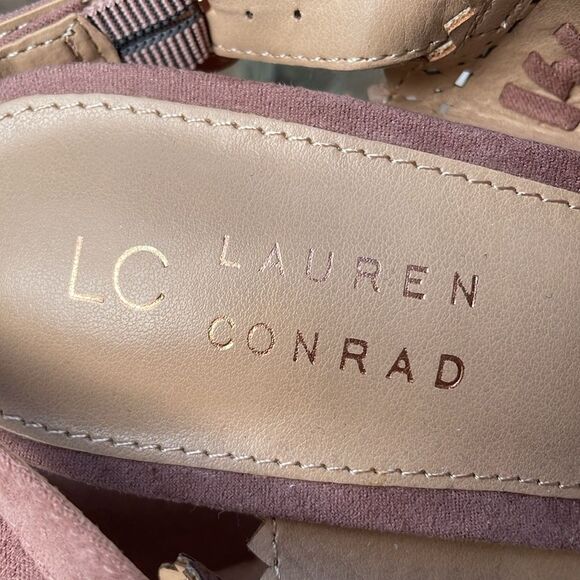 LC Lauren Conrad Streusel Mauve 8.5 size shoes 4” block heel dressy strap sandle - Picture 5 of 9